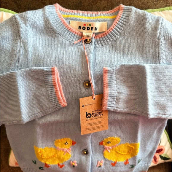 Mini Boden Girls Easter Vintage Blue Chicks Cardigan 3-4Y - Picture 4 of 6